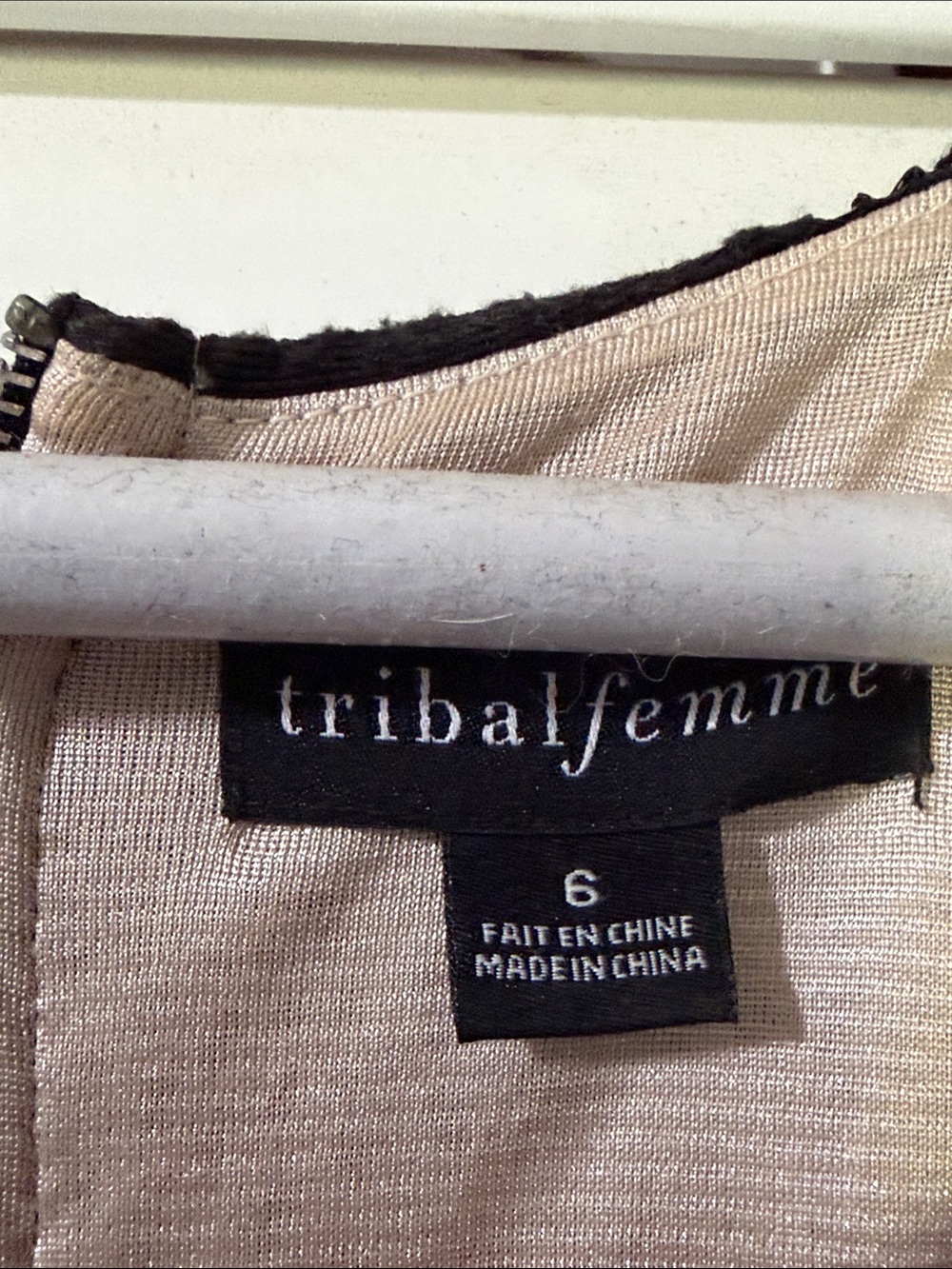 Tribal Black Dress with Cream Accents